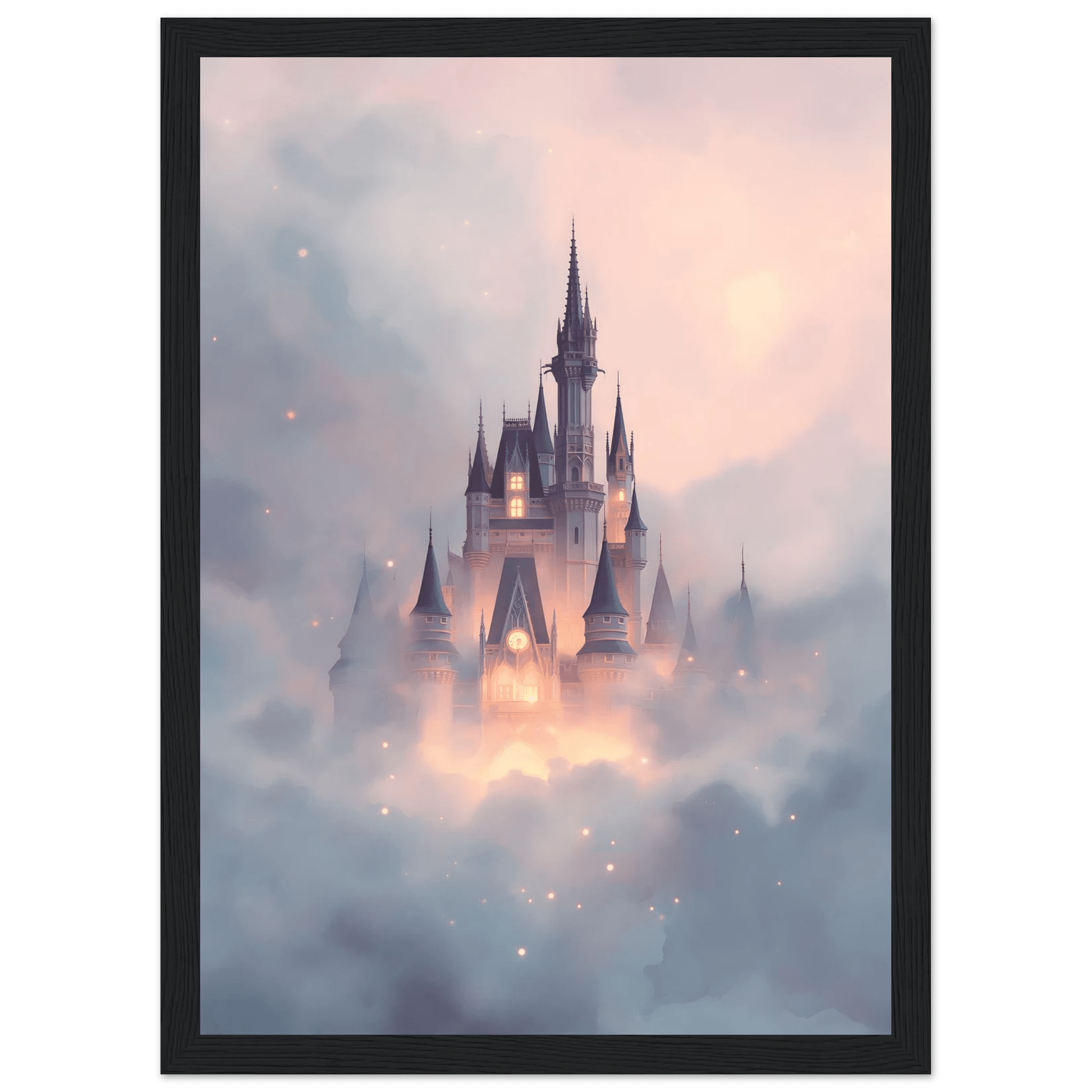 Magiskt slott poster-21x29.7 cm / 8x12" / Med ram / Svart