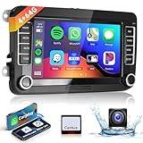 4G & 64G 7" bilradio Bluetooth för VW Golf 5 6 Polo Passat Skoda Touran Seat Wireless Carplay Android Auto, WiFi GPS Navi HiFi RDS/FM Radio 2 din med AHD backkamera/DVR/Canbus