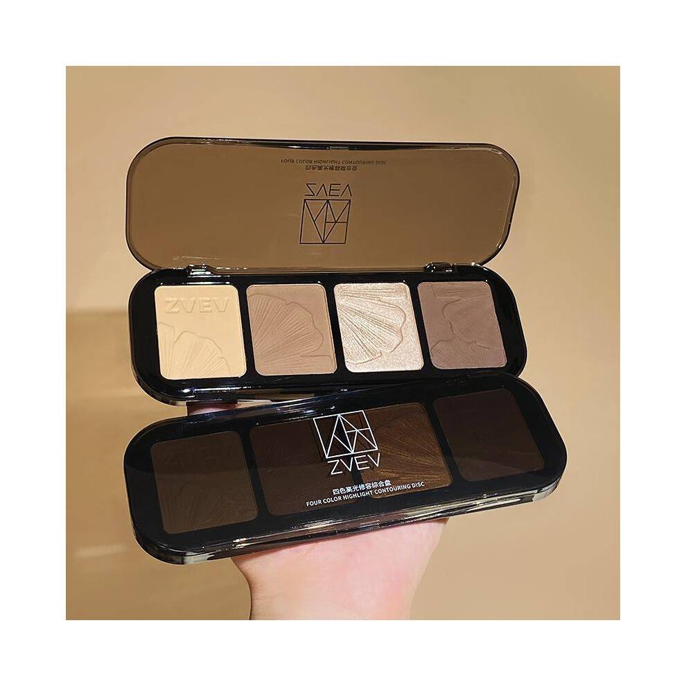(Brown, 02) 4 Colors Contour Palette Highlighter Shimmer Matte Bronzer Nose Shadow Face Shading Powder Makeup