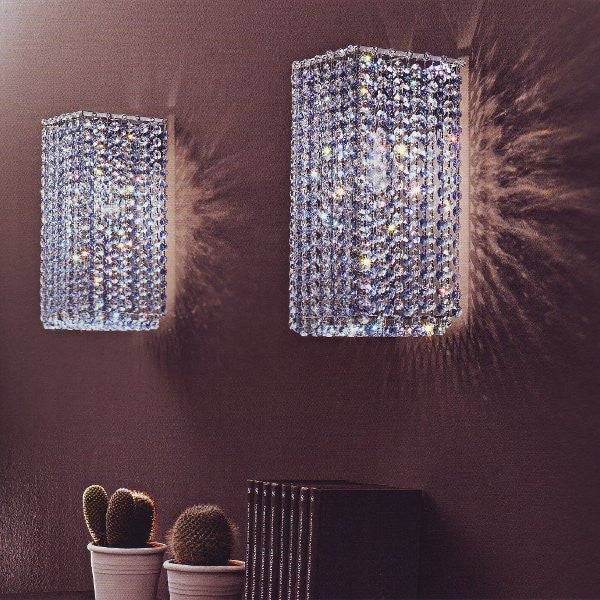 Aurea 15 A1 væglampe - Swarowski krystal / Blank krom / Ambra