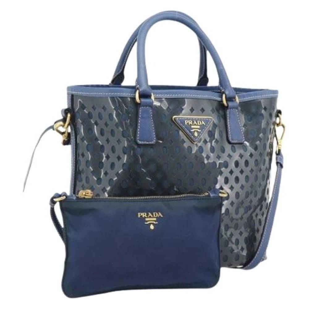 Prada Vintage Pre-owned Vintage Tote Bag - Vintage - Dame - Blå - ONE SIZE - Uld