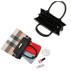 KENNEDY BAG CHECK BLACK/CAMEL