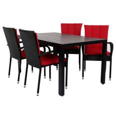 Chanita Gine Havemøbelsæt 90x150 med 4 stole - Sort