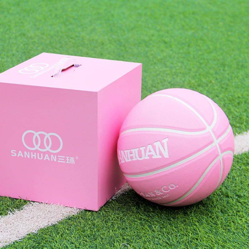 Damstorlek 6 PU Basketboll Inomhus Utomhus Träning Spel Rosa Färg Med Anpassad Gravyr