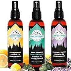 Skodeo spray och luktborttagbar – naturlig skospray mot lukt – 3-pack med dofter: citron eukalyptus, citrus te, lavendel te träd