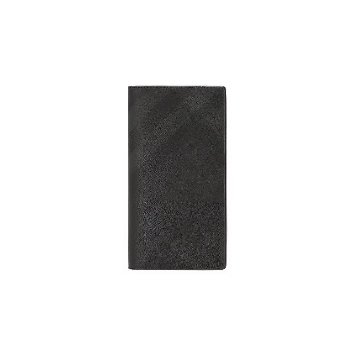 Burberry London Classic Check Leather Wallet Men wallet Black 80144791 Basic Set (Bag+Dust Bag)