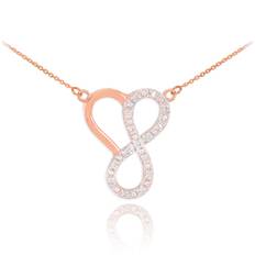 Diamond Infinity Heart Pendant Necklace in 9ct Rose Gold - rose gold