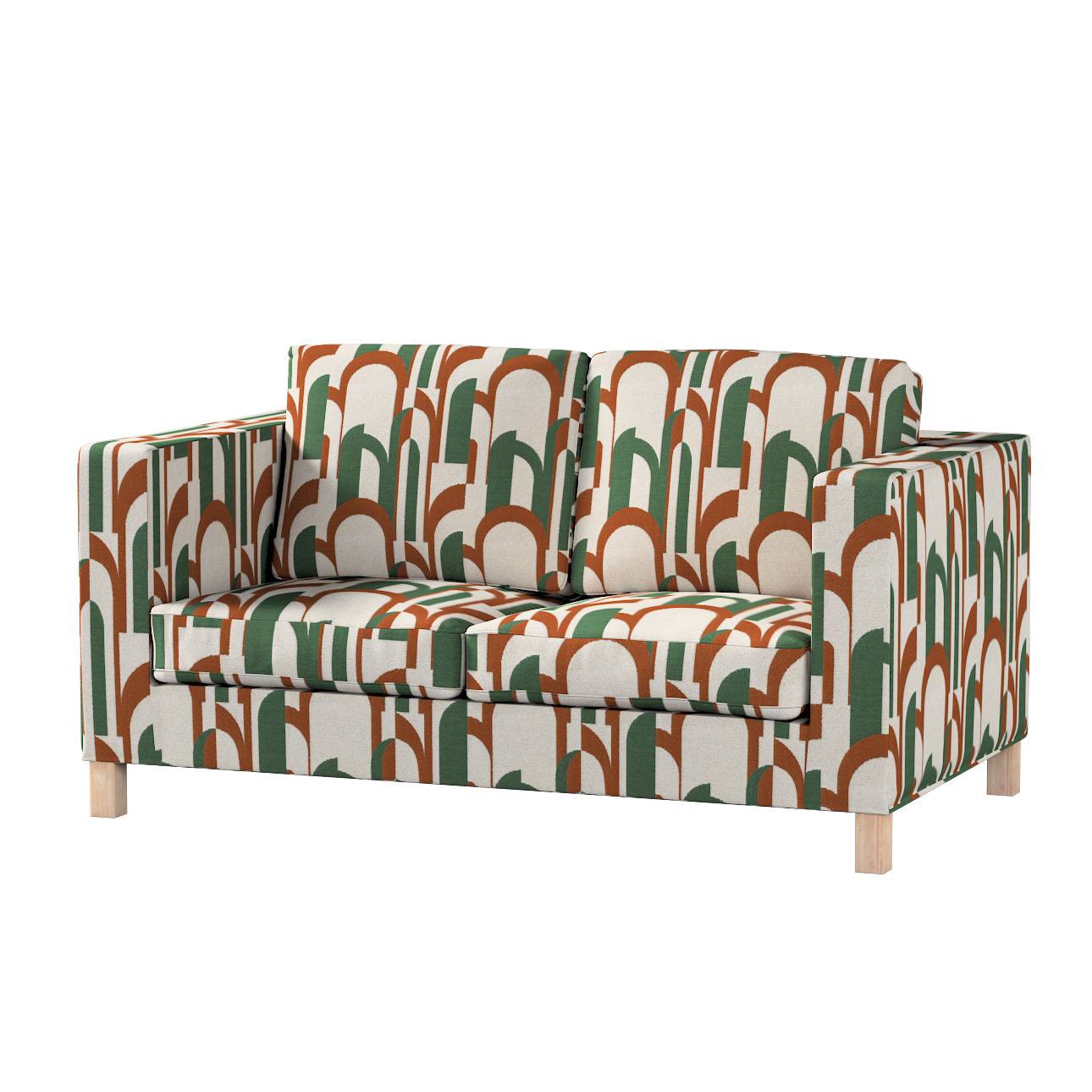 Karlanda betræk 2 sæder, kort, Boucle naturhvid, grøn og terracotta, 150 X 87 X 66 CM, Cosy Home