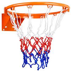 Aoneky Basketring med Nylon basketnät - Väggmonterad Basketkorg Standardstorlek 45 cm för Träning Ersättning Utomhus Inomhus, 18 mm Massivt Stålrör, Lämplig för Vuxna och Barn, Orange