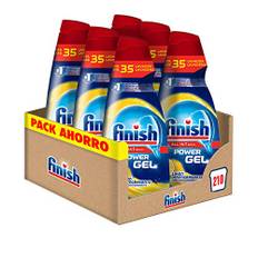 Finish All in 1 Max Power Gel Zitrone Entfettungsgel für Spülmaschine, 6 Stück - 210 Wäschen