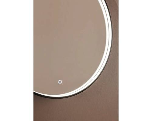 Spegel med belysning NORO Mood Rund svart 70x70cm med touchfunktion LED