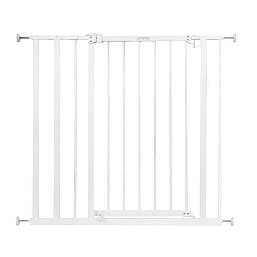 Sommar spädbarn överallt extra hög promenad genom säkerhetsgrind, passar öppningar 73-101 cm bred, vit metall, för dörröppningar och trappor, 91 cm hög