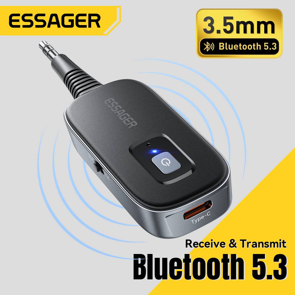 Essager 2-in-1 Bluetooth Audio Receiver Transmitter Wireless Bluetooth 5.1 3.5mm AUX Audio Adapter Stereo for Earphones TV Car