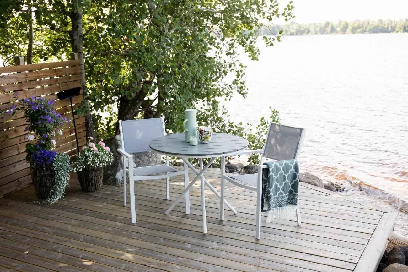 Parma & Copacabana - ø90 cm med stolar - Matgrupper utomhus - grå
