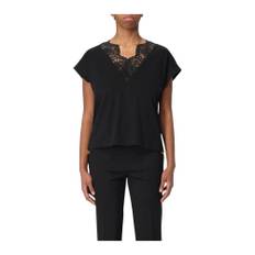 Twinset, Top, Dame, Sort, XS, Bomuld, Hvid Blonde V-Hals Top