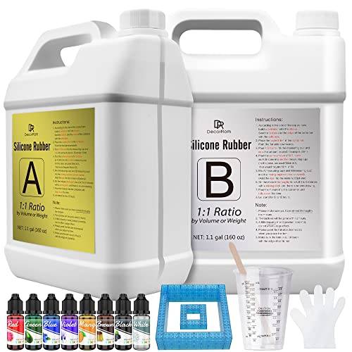 Silikonformskit – 8,3 l/9 kg genomskinligt flytande gummi (1:1 mix) för hartsgjutning och hantverk – snabbhärdning gör-det-själv flexibla formar – återanvändbar för epoxi, ljus, tvål – inkluderar