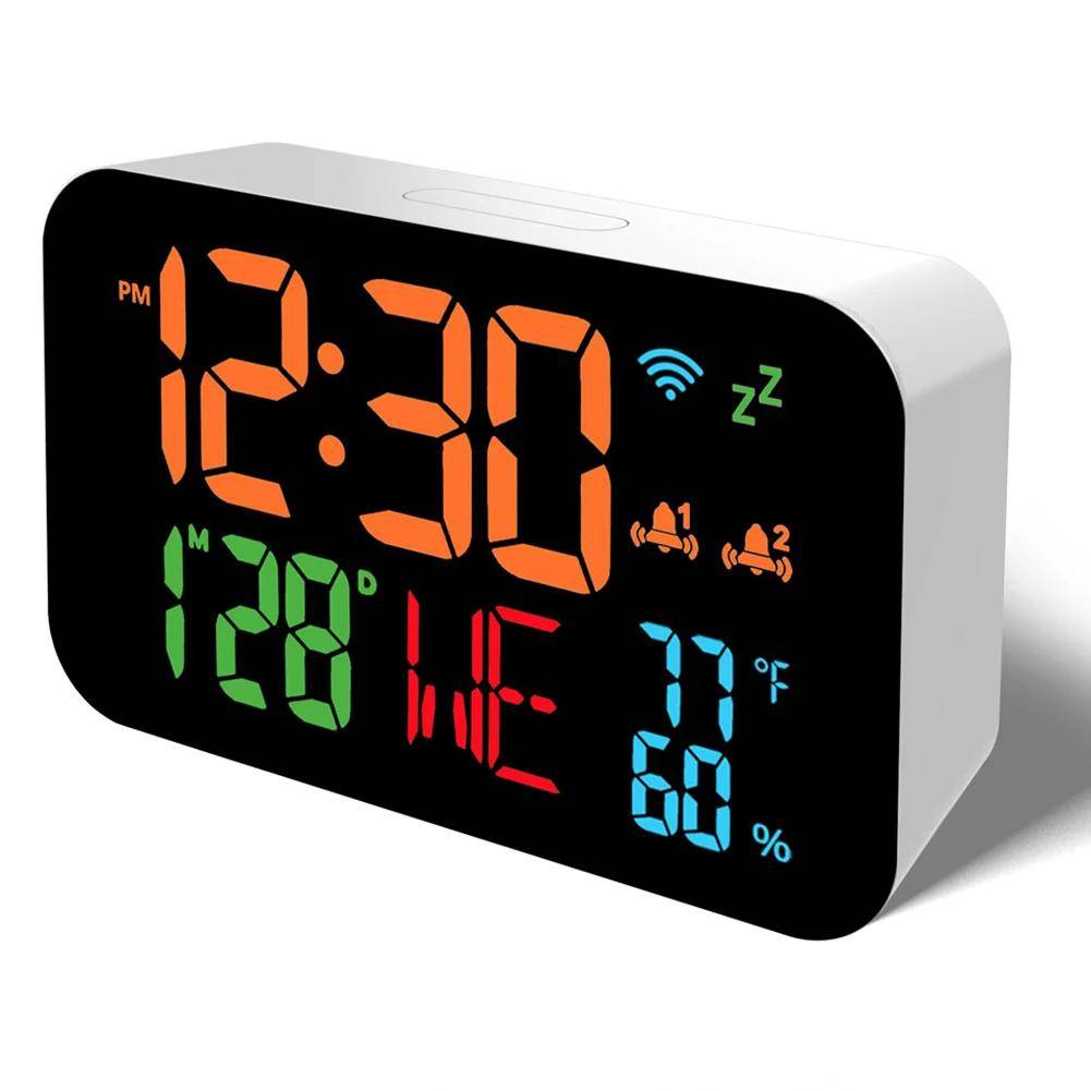 Tuya WiFi Bordsklocka Kalender Intelligent Termometer Hygrometer med Digital LED-display Stöder WIFI Auto-Kalibrering green