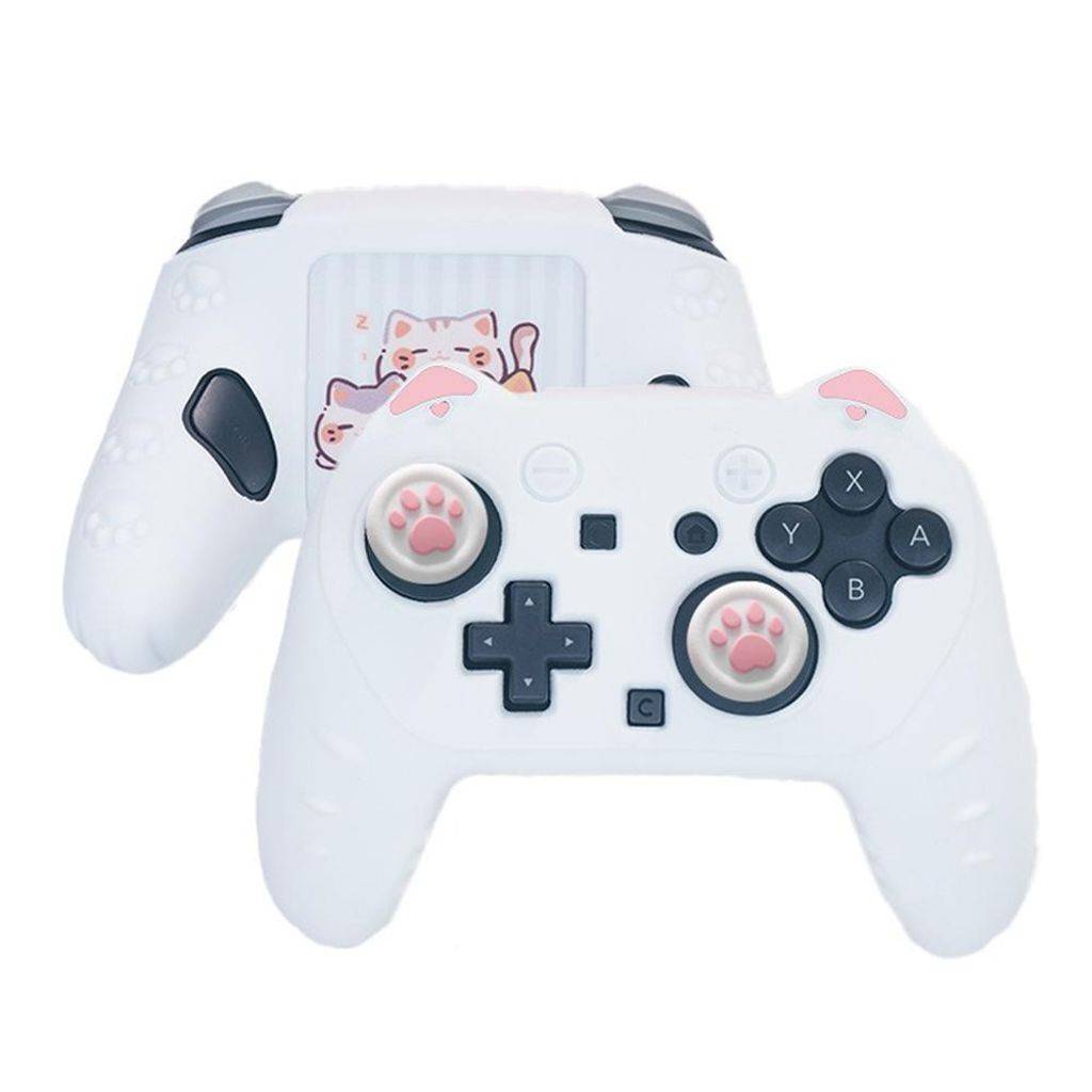 Silikonskydd för Nintendo Switch 2 Pro handkontroll Katt – Vit