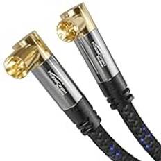 KabelDirekt – koaxial antennkabel med vinklad 90° – 1,5 m – TV-kabel med stöttålig metallkontakt för digital och analog TV flätad (hane till hona, 75 Ohm, för tv, HDTV, radio, DVB-T2, DVB-C, DVB-S)