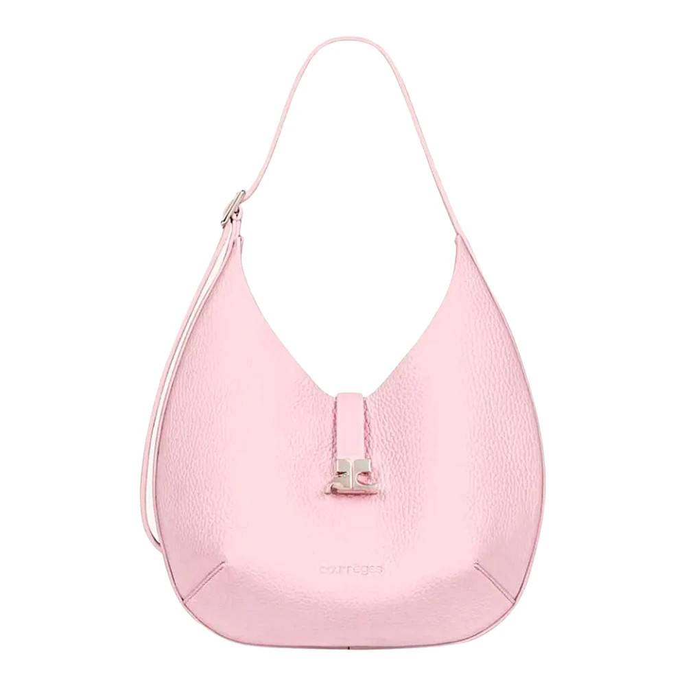Courrèges Small Hobo Taske i Kornet Læder - Tasker - Dame - Lyserød - ONE SIZE - Læder