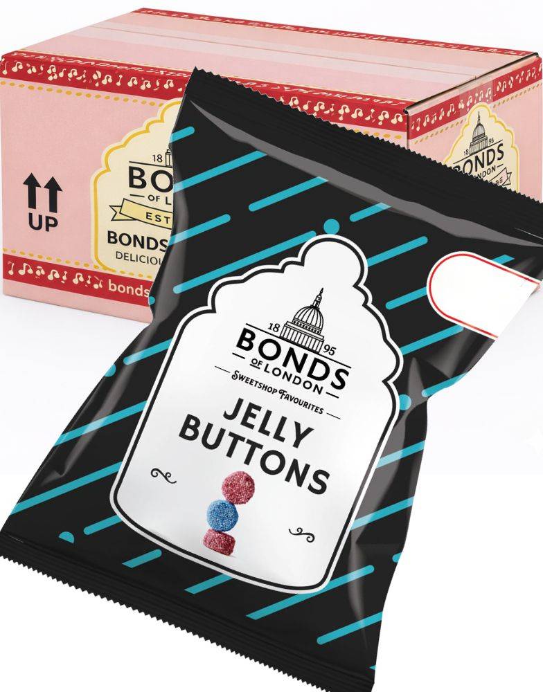 12 st Jelly Buttons - Bonds of London - Hel Kasse 1,26 kg (UK)