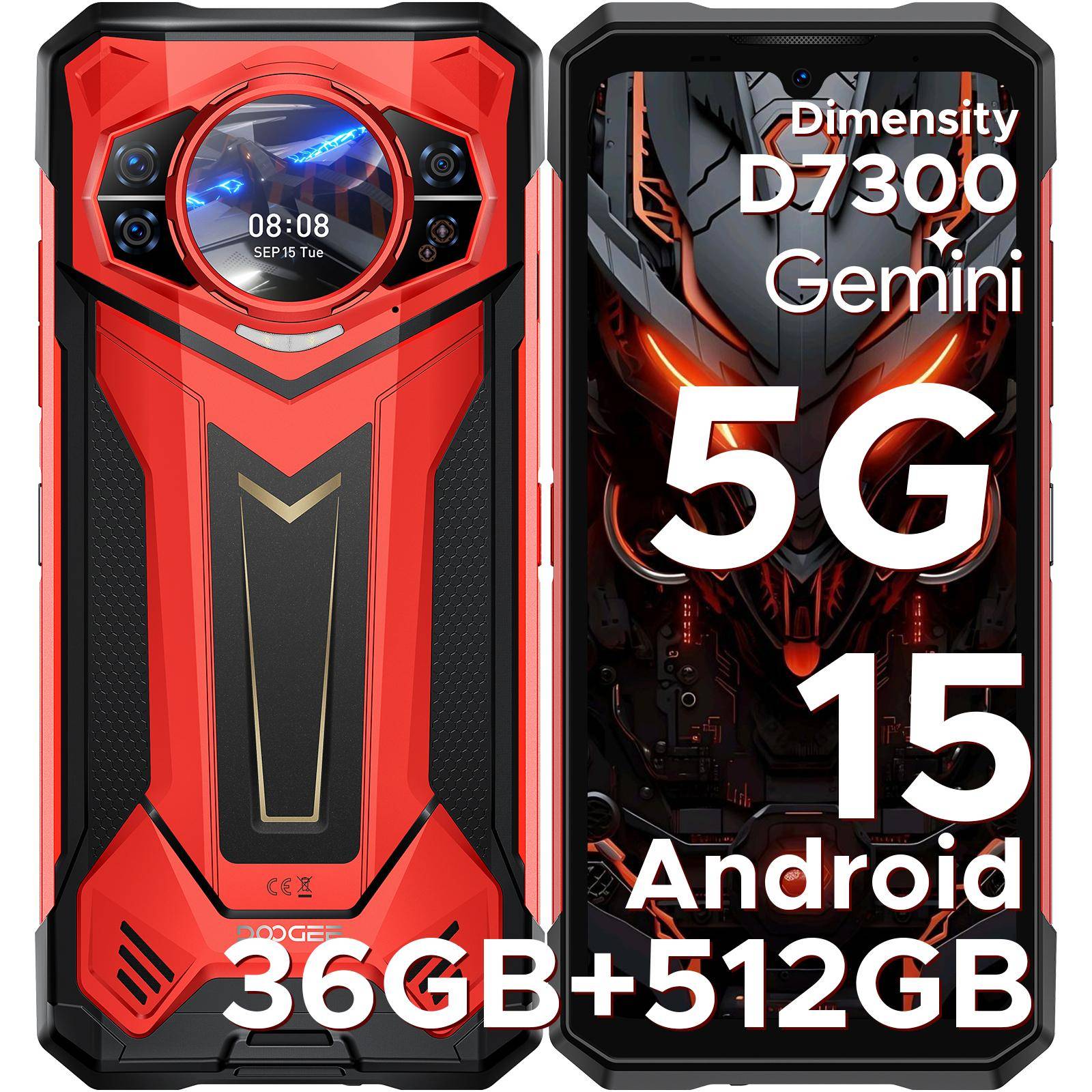 DOOGEE S200 Plus Rugged Smartphone 5G, (16GB+20GB)+512GB with 1.32 Dynamic Rear Screen, 10100mAh, 100MP+20MP, 6.72 , 120Hz, NFC, Gemini AI