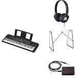 Yamaha PSR-E283 bärbart tangentbord för nybörjare medföljer HPH-100 hörlurar, L-2C tangentbordsstativ och stödpedal