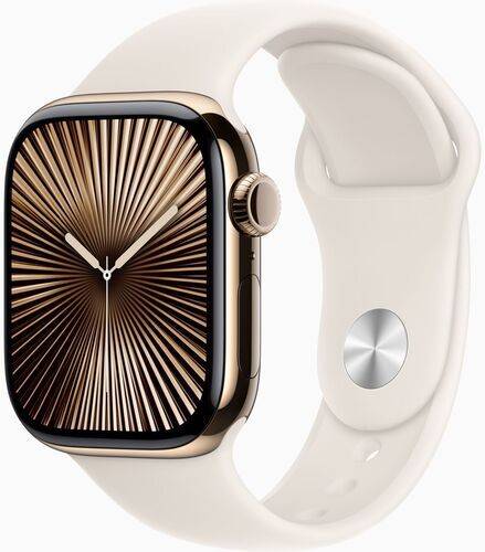Apple Watch Series 10 Titan 42 mm (2024) | GPS + Cellular | guld | Sportband M/L | Stjärnglans