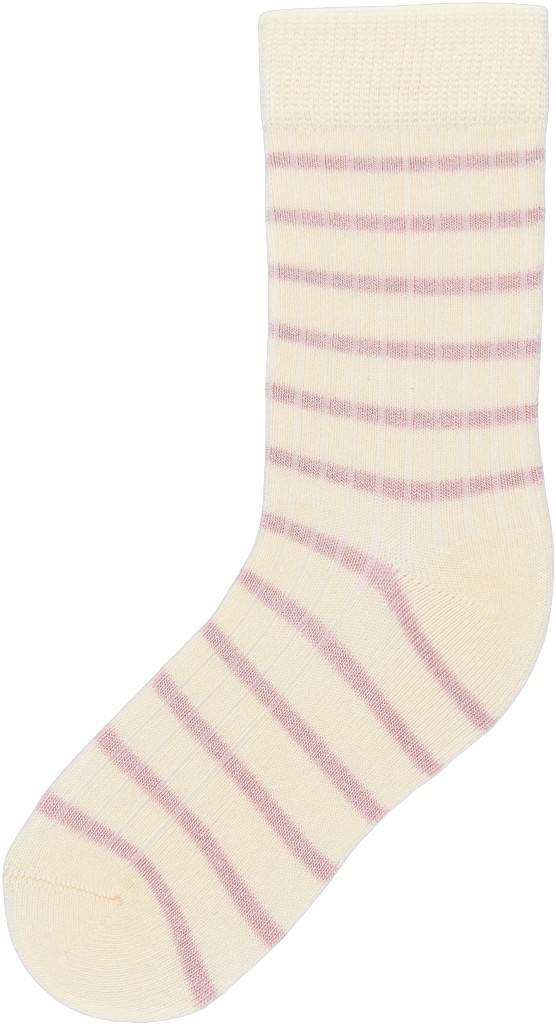 MINIPOP Bamboo Socks Stripe Stl. 19/22Y unisex - Strumpor Från Magasin - Rose/off White (19/22Y)