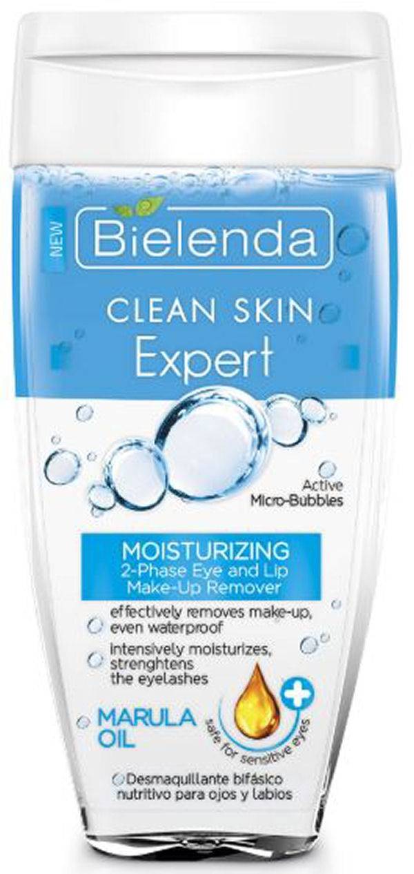 Bielenda clean skin expert moisturizing 2-phase eye and lip make-up remover marula oil 150ml (dato)