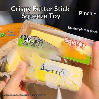 1 st 2026 Crispy Butter Stick Squishy, mjuk stressleksak med långsam återfjädrande effekt, handgjord sensorisk fidgetleksak, söt hängande prydnad i sl - Multifärgad (Krispiga smörpinnar)