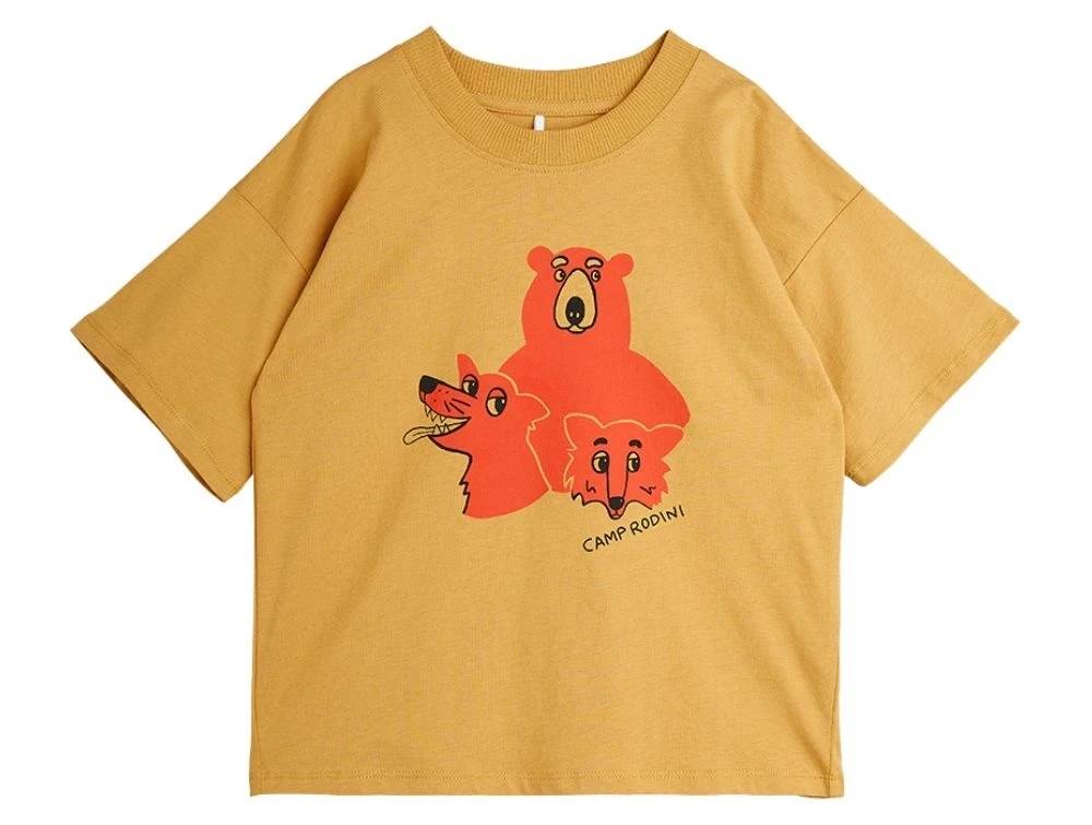 Mini Rodini T-shirt Beige Med Camp Rodini Motiv - Str. 4-5y 104/110cm
