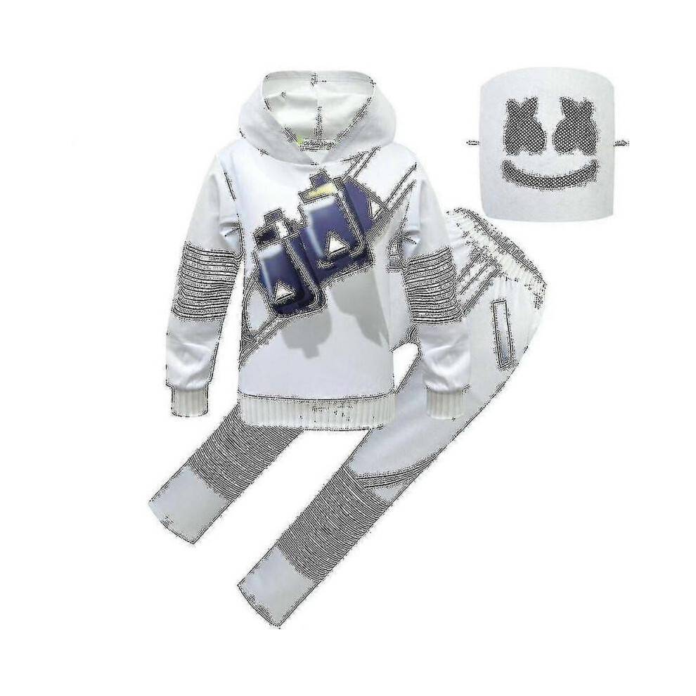 (160 11-12 Years, G) Kids Boys Girls Marshmello Dj Led Mask Hoodie Cosplay Costume Party_SSDLV