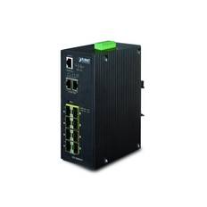 10-ports administreret switch 2 x 10/100/1000Mbit RJ45. Fiber 8 x SFP 100/1000Mbit SFP slot, DIN montering 12-48VDC og 24VAC
