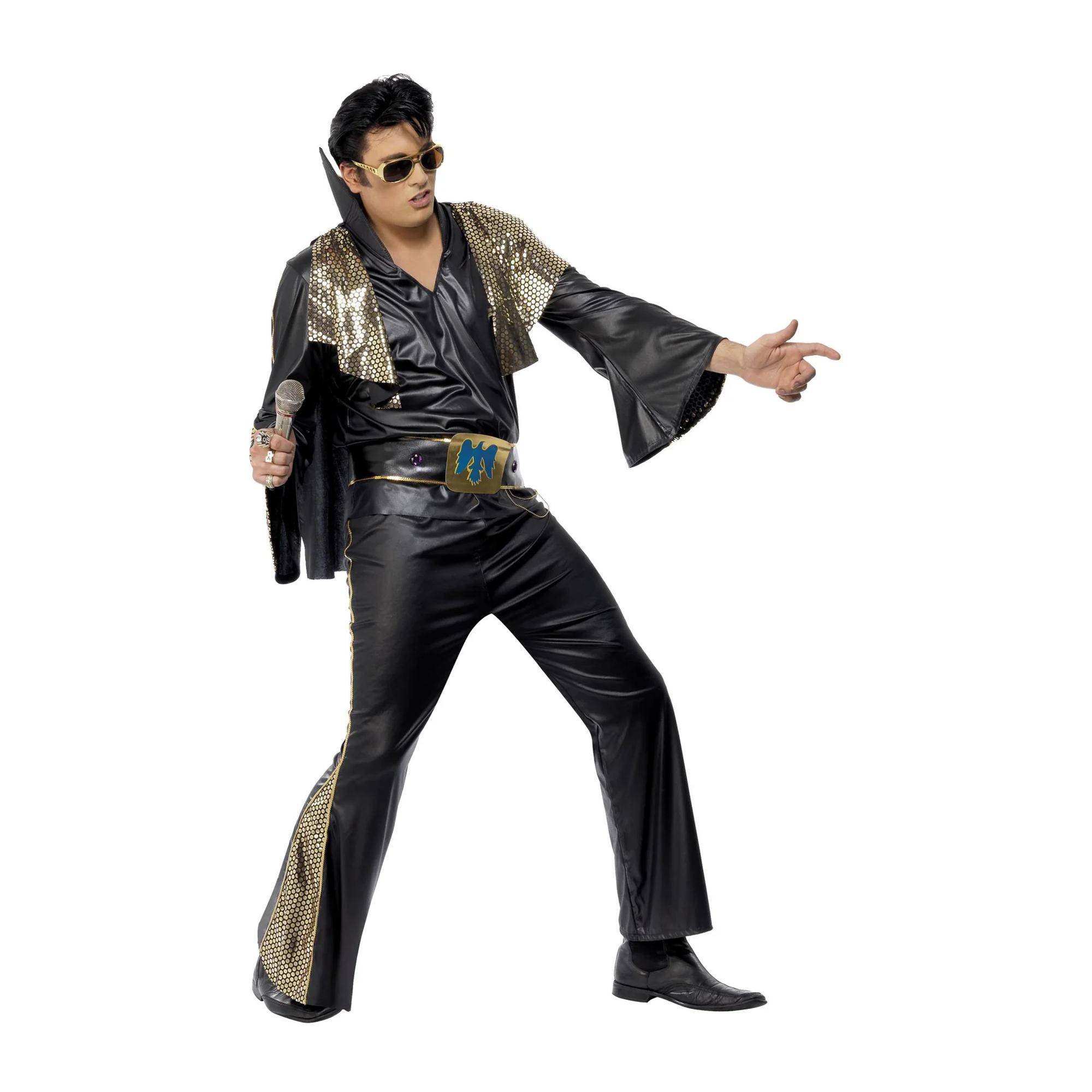 Elvis Mens Costume L svart/gyllene