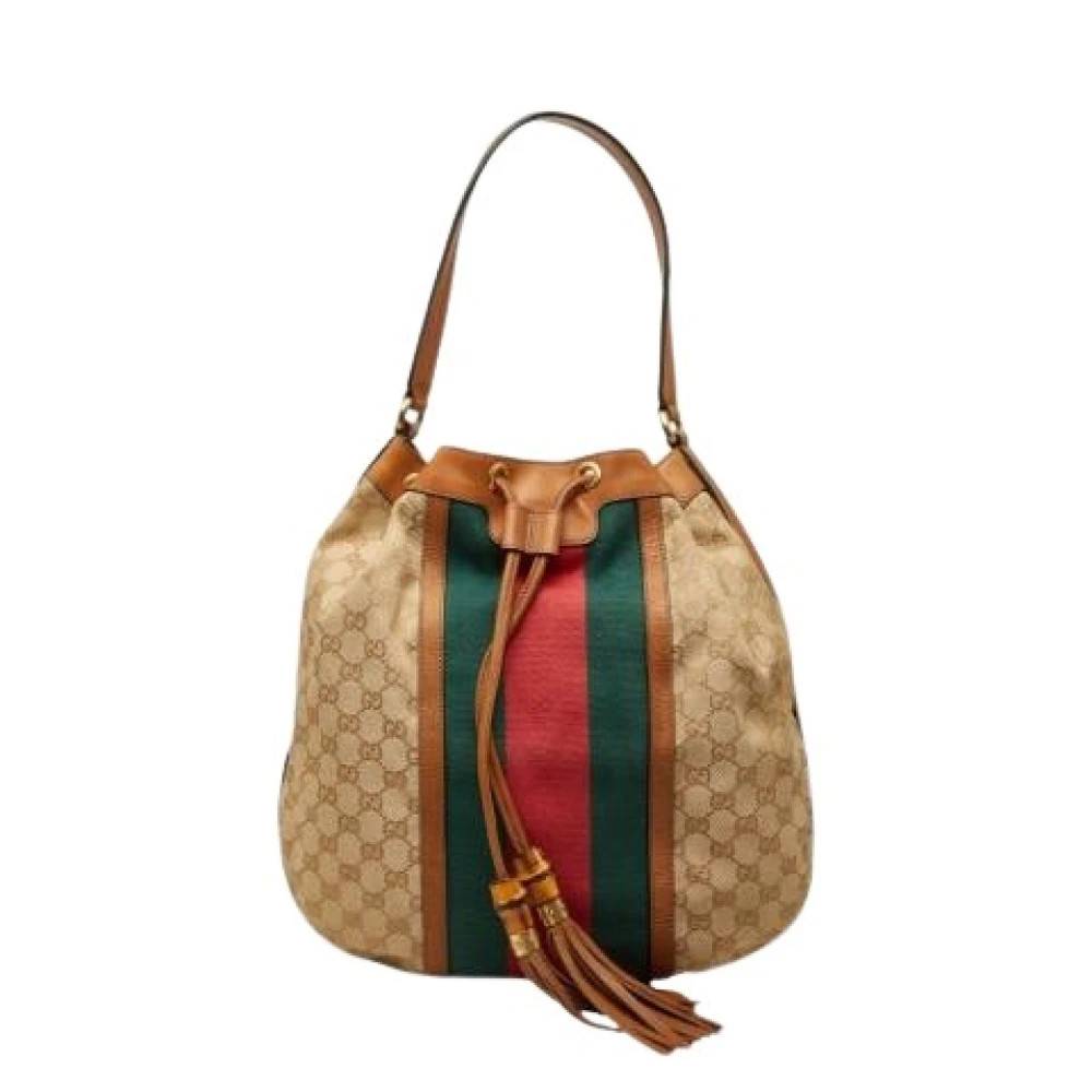 Gucci Vintage Pre-owned GG Canvas Skuldertaske - Vintage - Dame - Beige - ONE SIZE - Uld