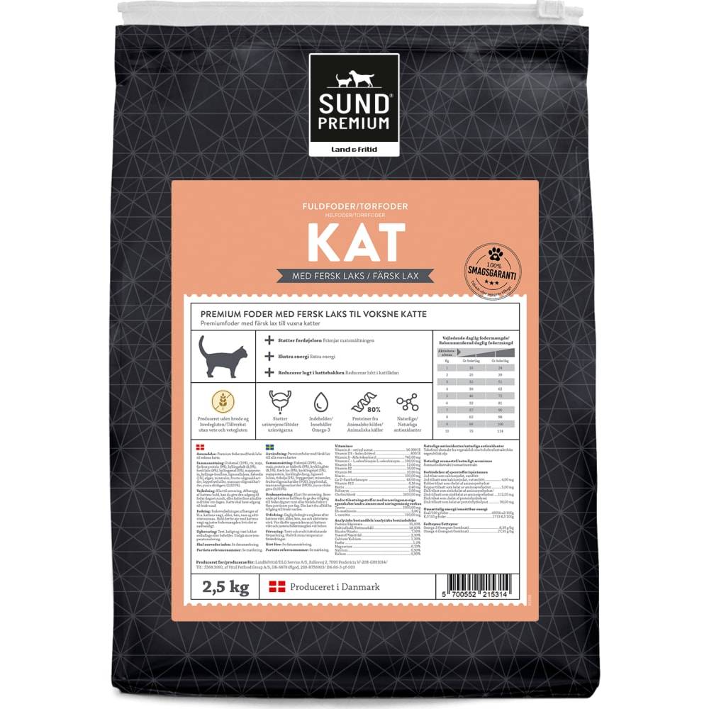 Sund Premium kattefoder med laks 2,5 kg