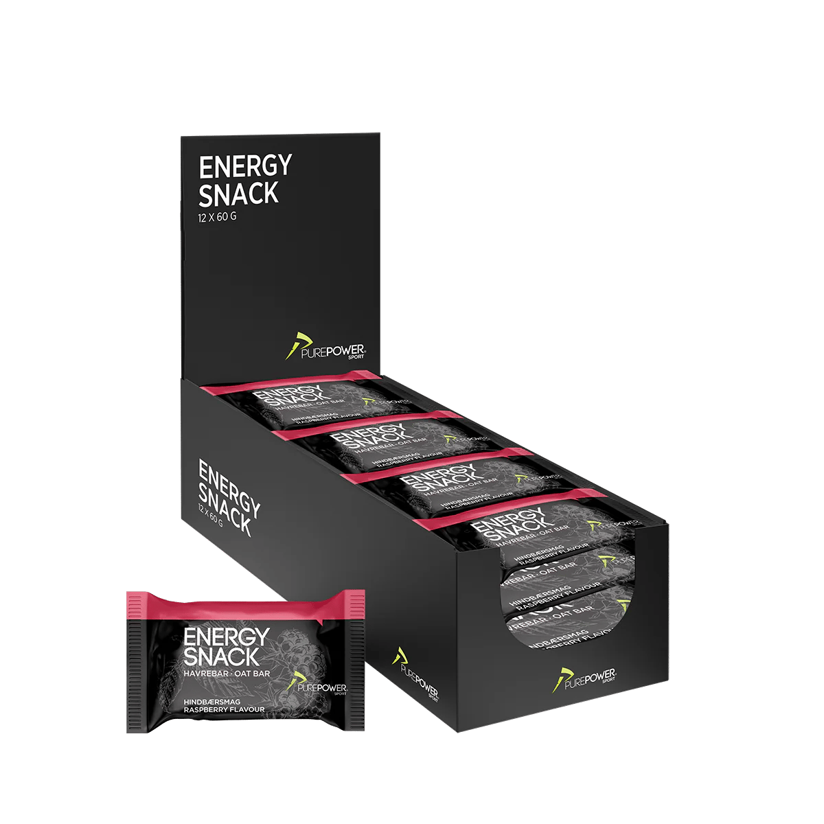 PurePower Energy Snack Hindbær (12x60 g)