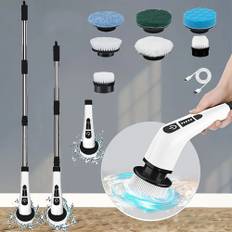 Elektrisk rengöringsborste Multifunktionell infällbar trådlös multi-borste akvarellborste Kök Plastrengöring Toalett Trädgård Badrum Bilborste Roteran - Multifärgad (Grön - 7 rengöringshuvuden,Vit - 7 rengöringshuvuden)