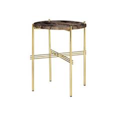 Ts Side Table Ø40 cm - Brown Emperador Marble/Brass Frame