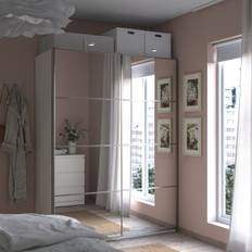 IKEA - PAX / AULI garderobe m skydedøre, hvid/spejl, 150x66x201 cm