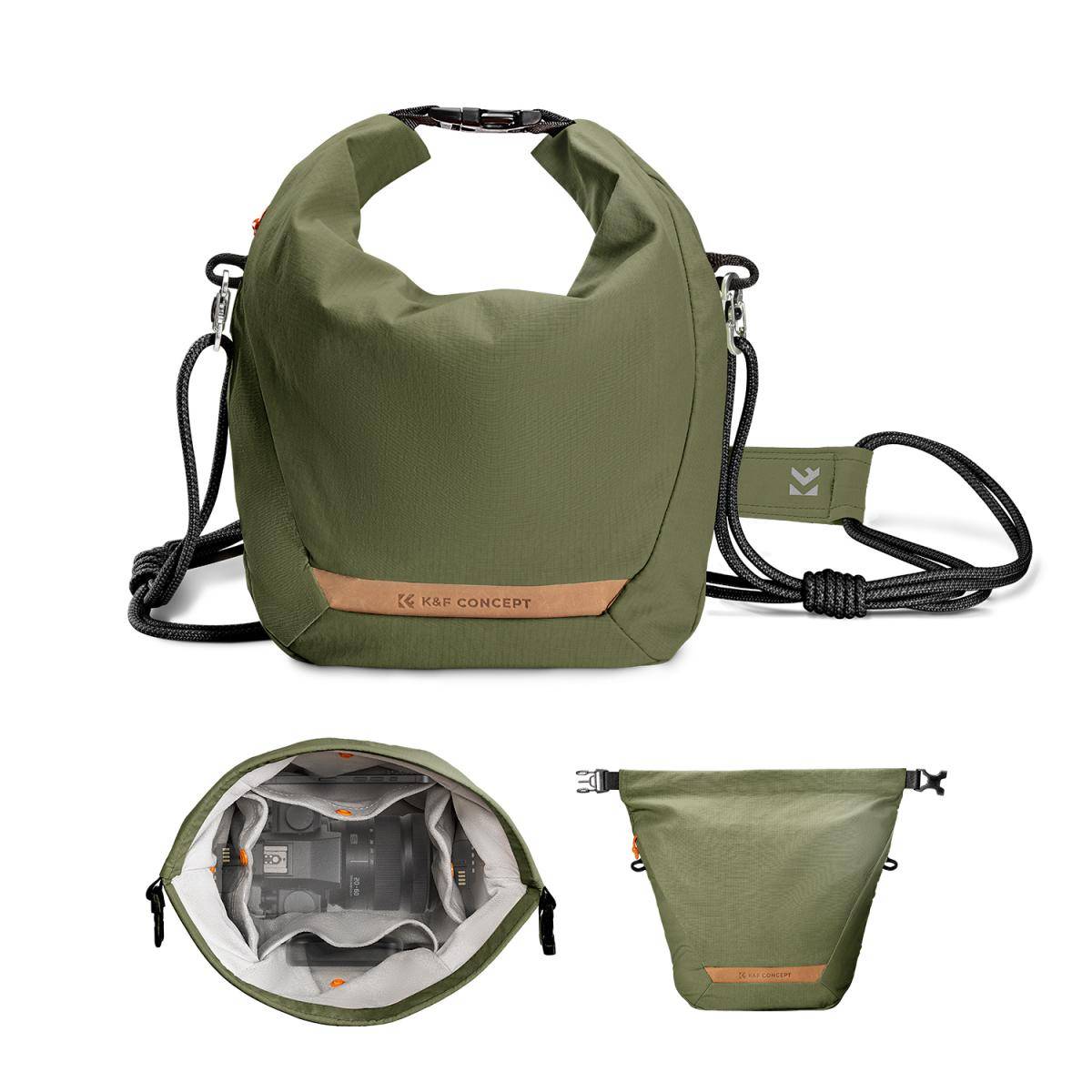 KENTFAITH Camera Sling Bag Small Camera bag Lightweight Crossbody and Inner Liner Bag for Protection and Versatility, U11 Green