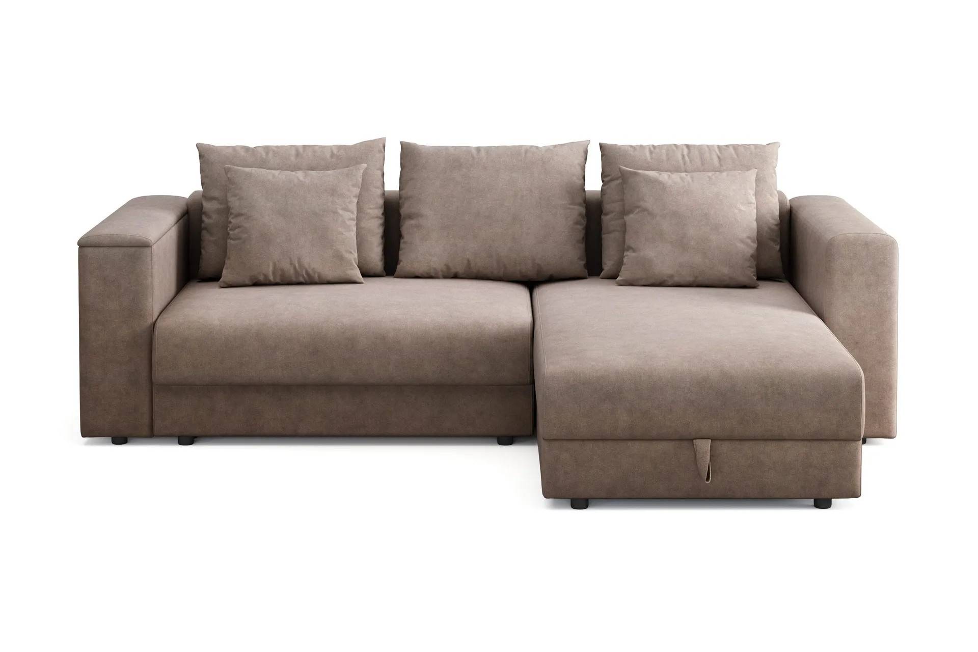 Andrarum Bergen Extra djup 3-sits Bäddsoffa med Divan och Bäddmadrass i Latex och Tvättbar klädsel Brun Tyg