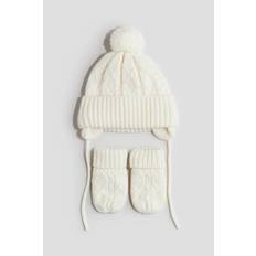 Baby - Hvid 2-delt sæt med hue og vanter - Size: 98/104 (2-4Y) - H&M