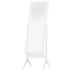 Stående spejl Elegant fuldlængde spejl med hævede fødder, nem pleje MDF, hvid, 47x46x148cm til soveværelser og entre