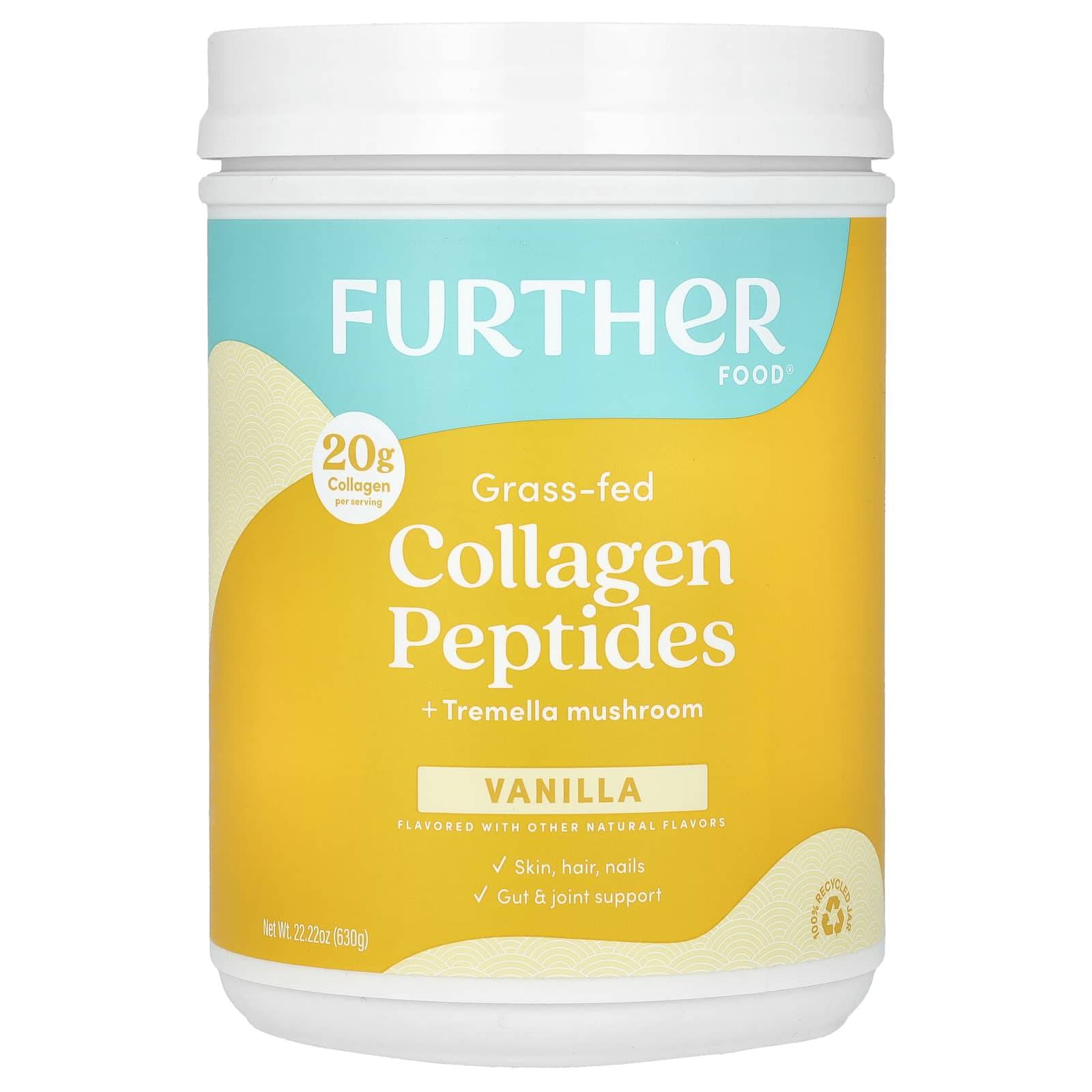 Grass-Fed Collagen Peptides + White Mushrooms, Vanilla, 630G (22.22Oz)