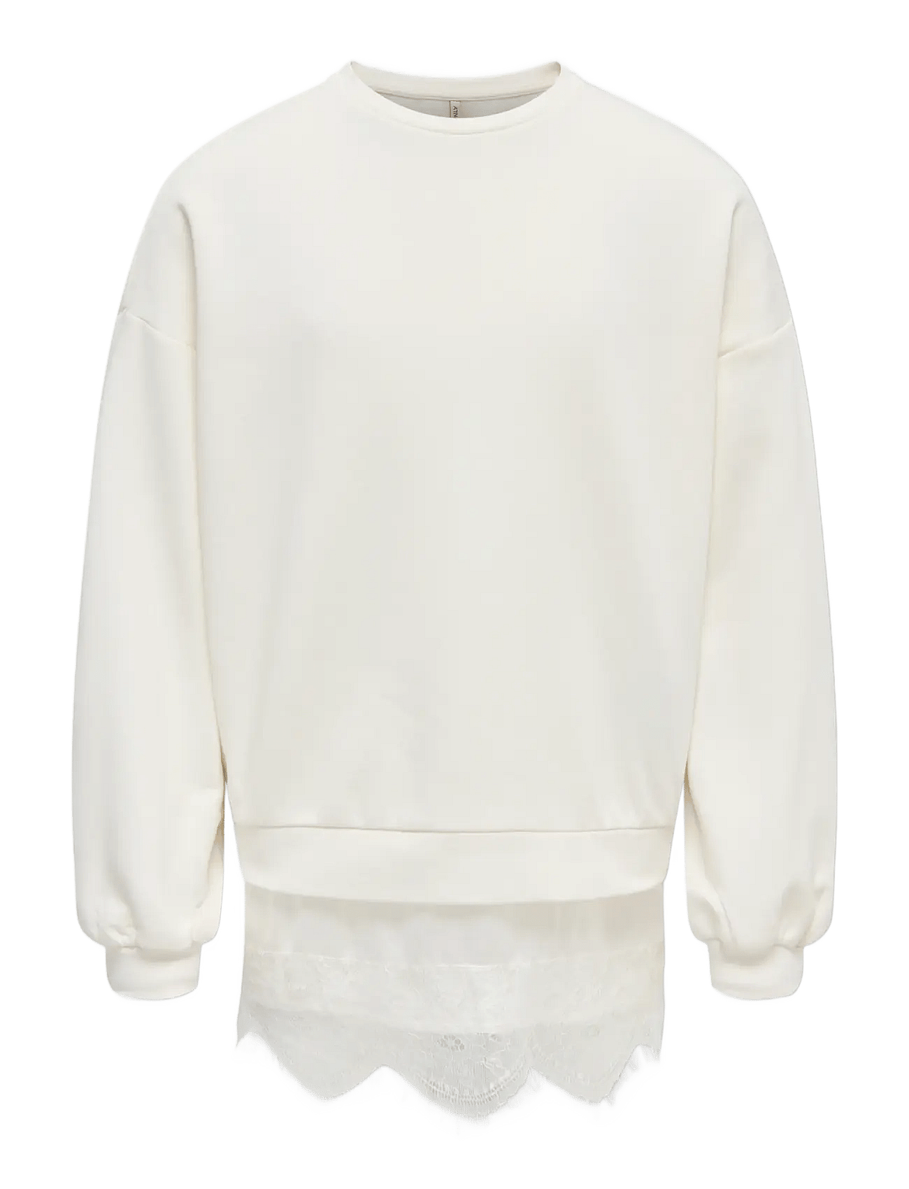 KIDS ONLY Kogswanna Ls Crew Sateen Lace Bru Ex Swt | Cream | 122-128