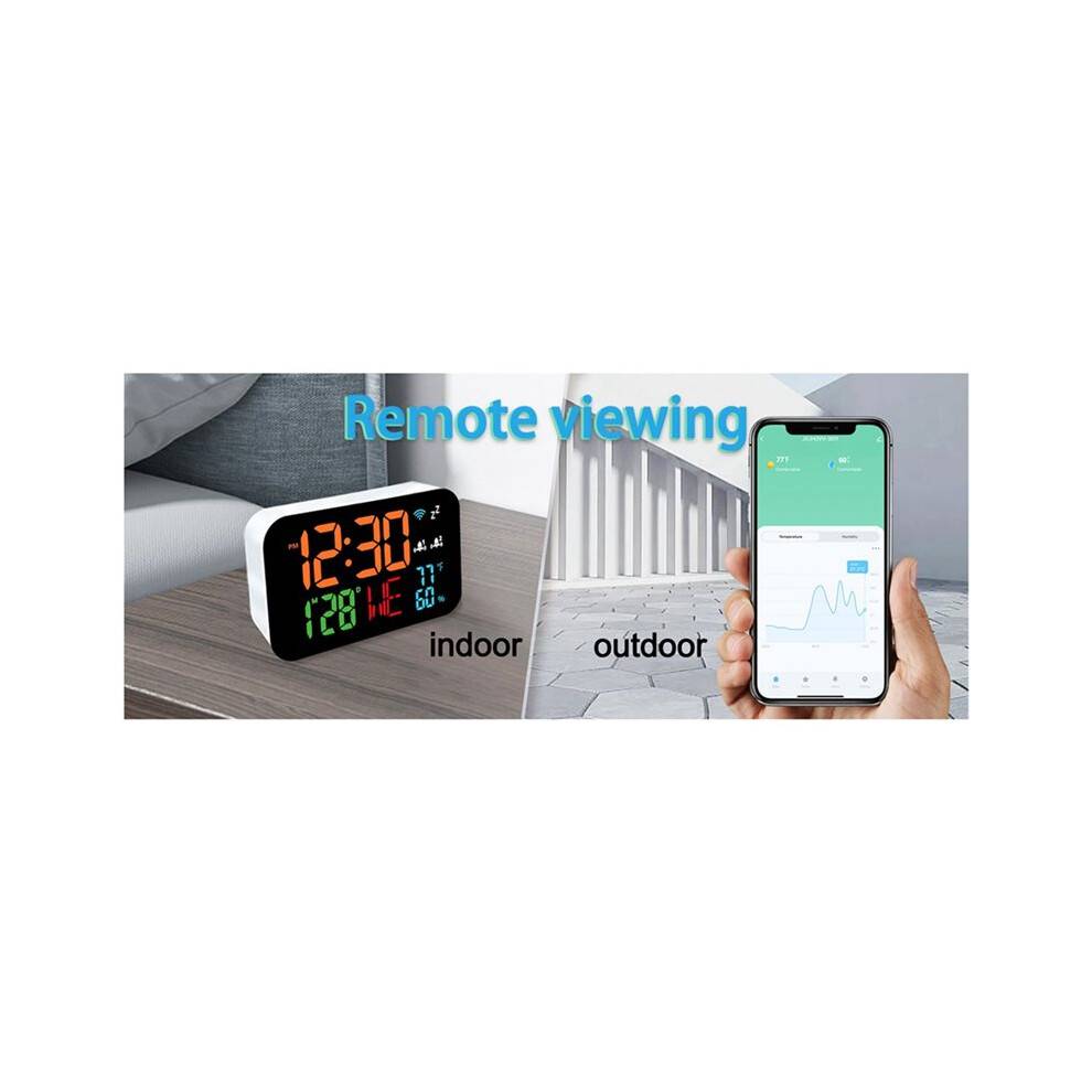 2X Tuya WiFi Clock Calendar Intelligent Thermometer Hygrometer with Digital LED Display Support WIFI Auto-Calibration