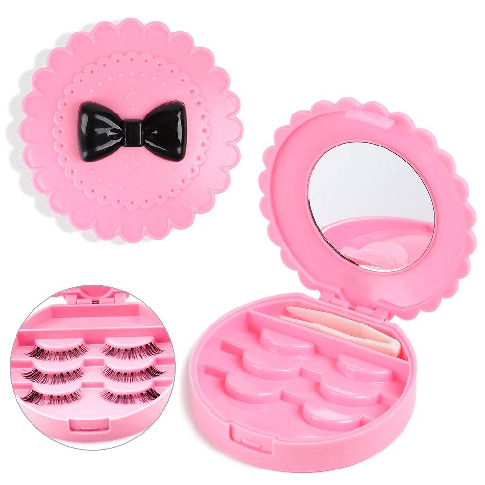 Fashion False Eyelash Box Portable Lashes Container Box Plastic Lashes Organizer Pink Mirror Case Makeup Tool For Beauty