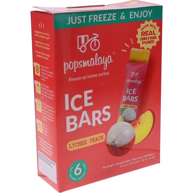 POPSMALAYA Isglass Sorbet Lychee & Persika 6-pack